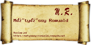Mátyássy Romuald névjegykártya